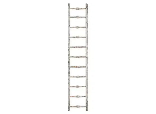 Storied Home 12.5"x69" Decorative Wood Ladder Distressed White - Pine Towel Rack, Rustic Blanket Holder