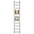 Échelle décorative en bois vieilli blanc 12,5"x69" - Porte-serviettes en pin, Porte-couvertures rustique