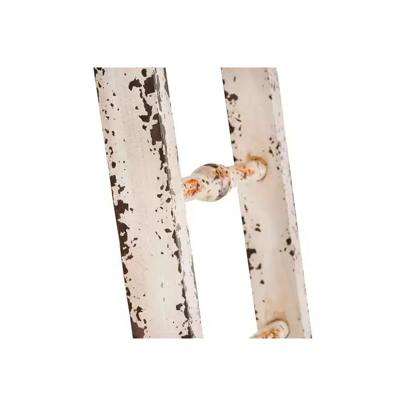 Échelle décorative en bois vieilli blanc 12,5"x69" - Porte-serviettes en pin, Porte-couvertures rustique