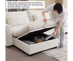 Canapé d'angle Nelly Large en Velours côtelé 157.5 avec Pouf de Rangement et 4 Coussins Lombaires