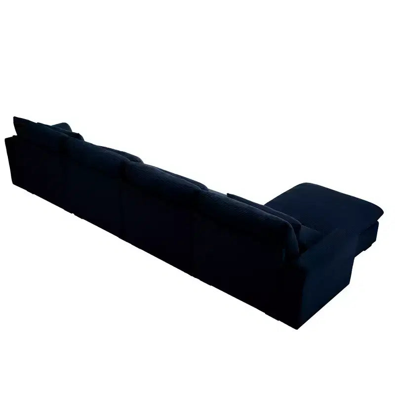 Canapé d'angle Nelly Large en Velours côtelé 157.5 avec Pouf de Rangement et 4 Coussins Lombaires