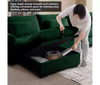 Canapé d'angle Nelly Large en Velours côtelé 157.5 avec Pouf de Rangement et 4 Coussins Lombaires