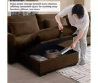 Canapé d'angle Nelly Large en Velours côtelé 157.5 avec Pouf de Rangement et 4 Coussins Lombaires