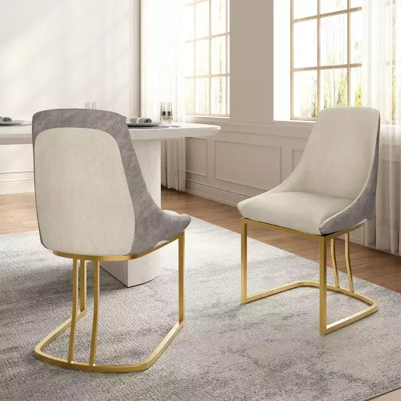 Chaise de salle à manger moderne à dossier haut avec pieds en métal, lot de 2