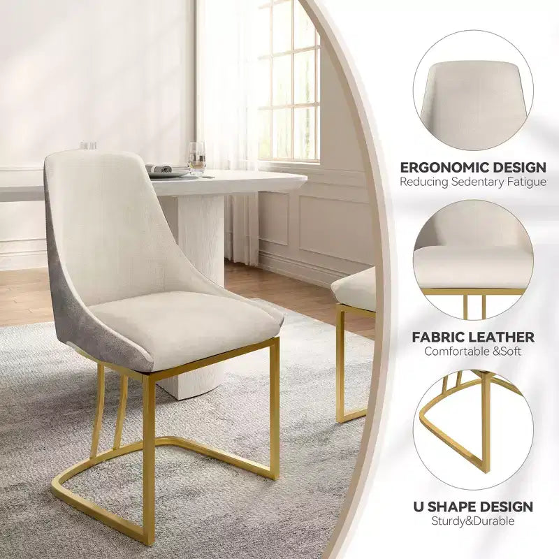 Chaise de salle à manger moderne à dossier haut avec pieds en métal, lot de 2