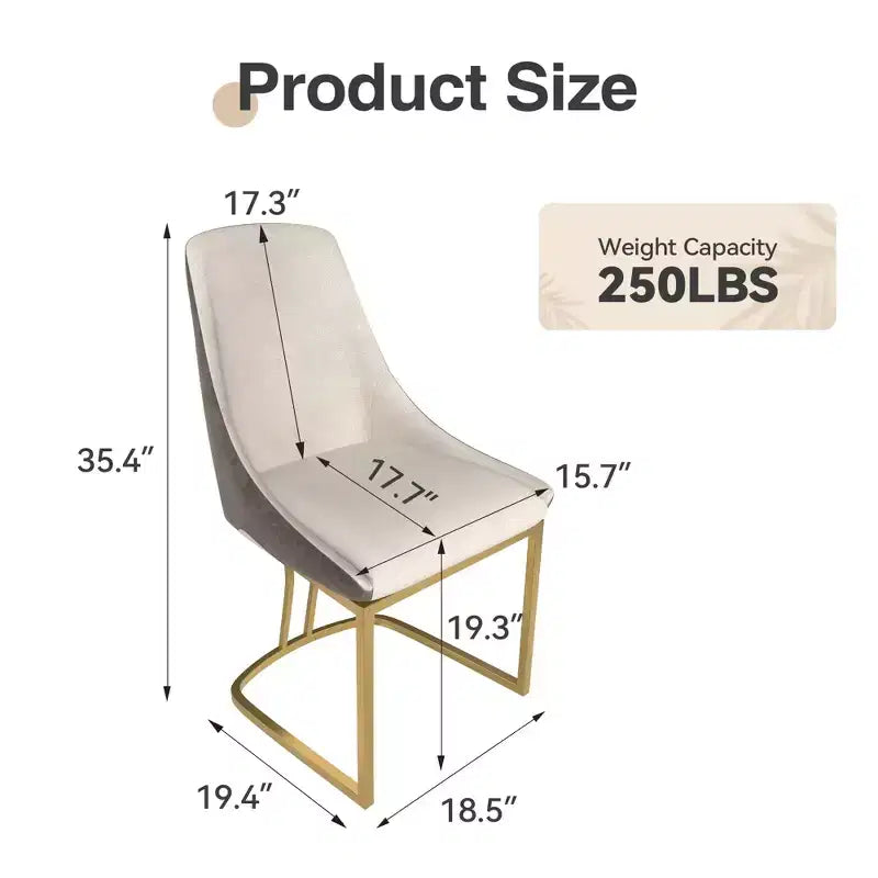 Chaise de salle à manger moderne à dossier haut avec pieds en métal, lot de 2