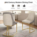 Chaise de salle à manger moderne à dossier haut avec pieds en métal, lot de 2