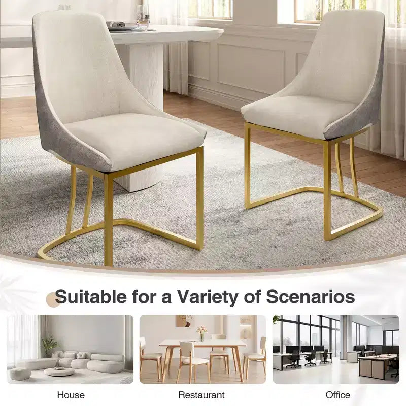 Chaise de salle à manger moderne à dossier haut avec pieds en métal, lot de 2