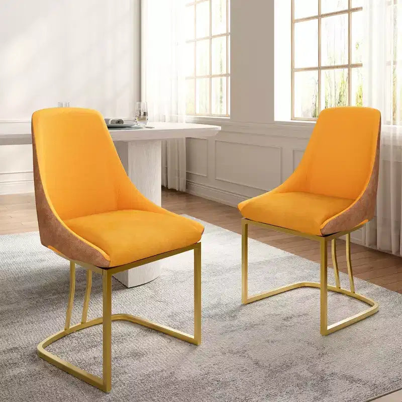 Chaise de salle à manger moderne à dossier haut avec pieds en métal, lot de 2