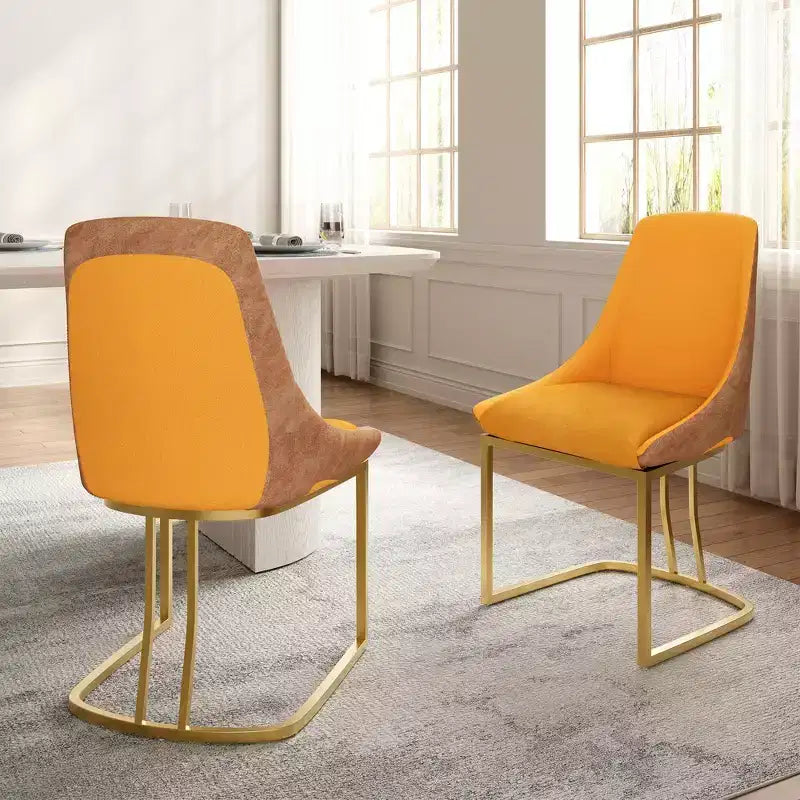 Chaise de salle à manger moderne à dossier haut avec pieds en métal, lot de 2