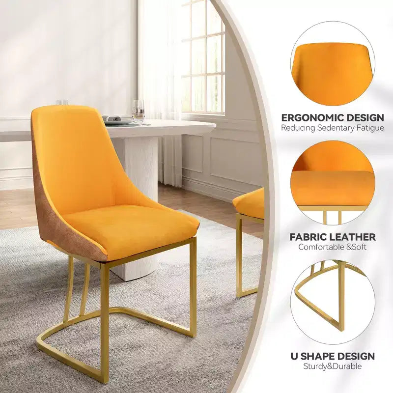 Chaise de salle à manger moderne à dossier haut avec pieds en métal, lot de 2