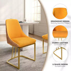 Chaise de salle à manger moderne à dossier haut avec pieds en métal, lot de 2