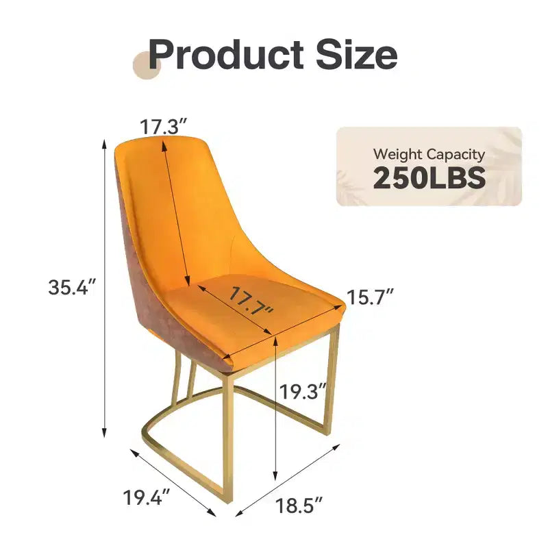 Chaise de salle à manger moderne à dossier haut avec pieds en métal, lot de 2