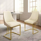 Chaise de salle à manger moderne à dossier haut avec pieds en métal, lot de 2