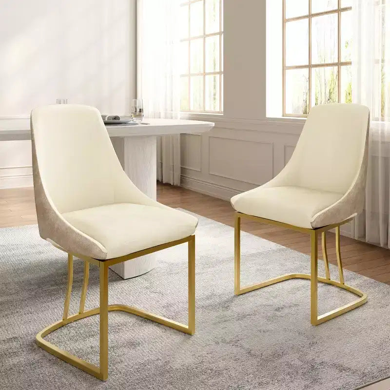Chaise de salle à manger moderne à dossier haut avec pieds en métal, lot de 2