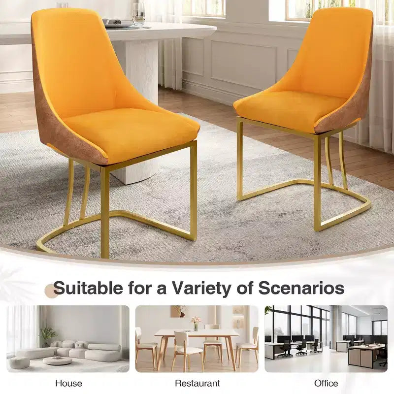 Chaise de salle à manger moderne à dossier haut avec pieds en métal, lot de 2