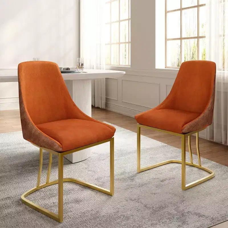 Chaise de salle à manger moderne à dossier haut avec pieds en métal, lot de 2