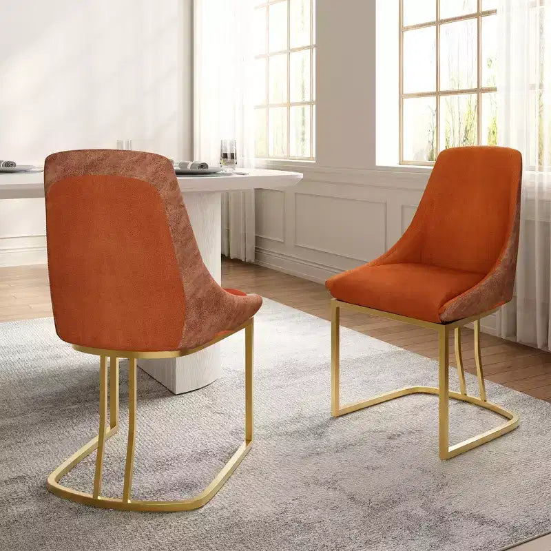 Chaise de salle à manger moderne à dossier haut avec pieds en métal, lot de 2