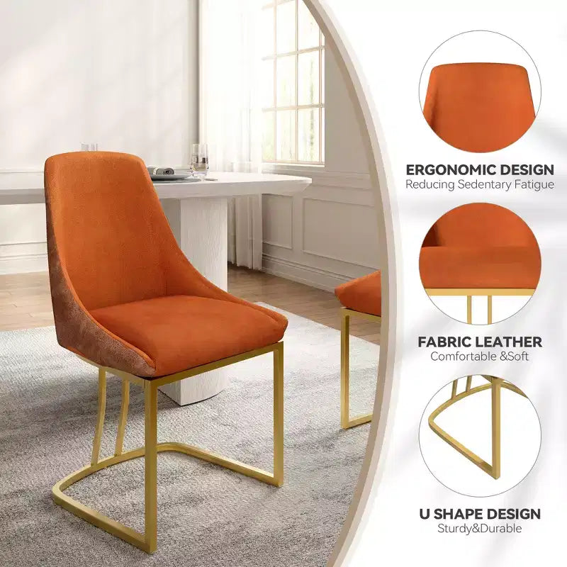 Chaise de salle à manger moderne à dossier haut avec pieds en métal, lot de 2
