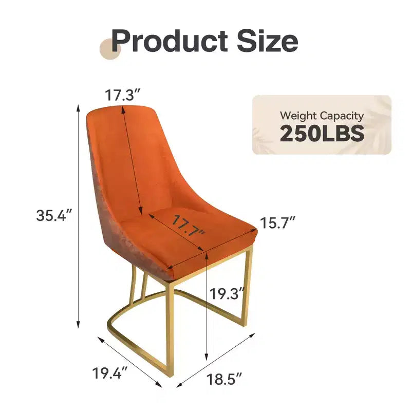 Chaise de salle à manger moderne à dossier haut avec pieds en métal, lot de 2