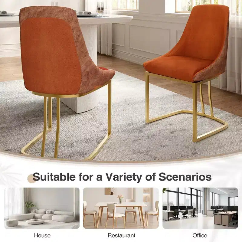Chaise de salle à manger moderne à dossier haut avec pieds en métal, lot de 2