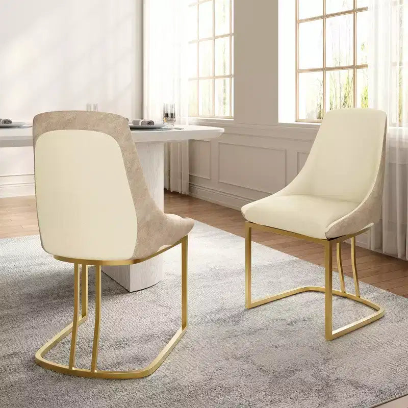 Chaise de salle à manger moderne à dossier haut avec pieds en métal, lot de 2