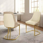 Chaise de salle à manger moderne à dossier haut avec pieds en métal, lot de 2