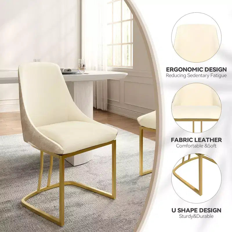 Chaise de salle à manger moderne à dossier haut avec pieds en métal, lot de 2