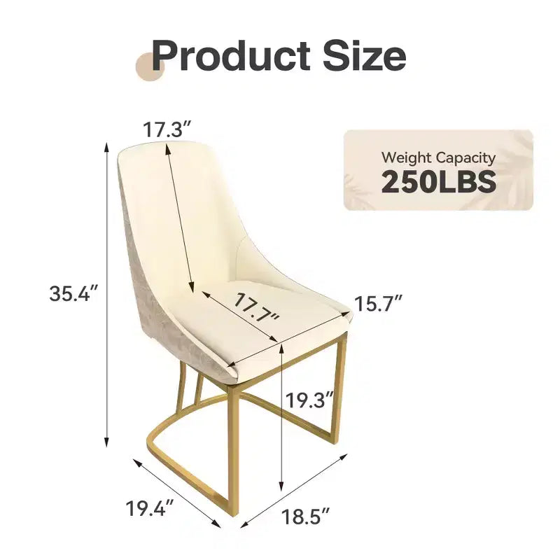 Chaise de salle à manger moderne à dossier haut avec pieds en métal, lot de 2