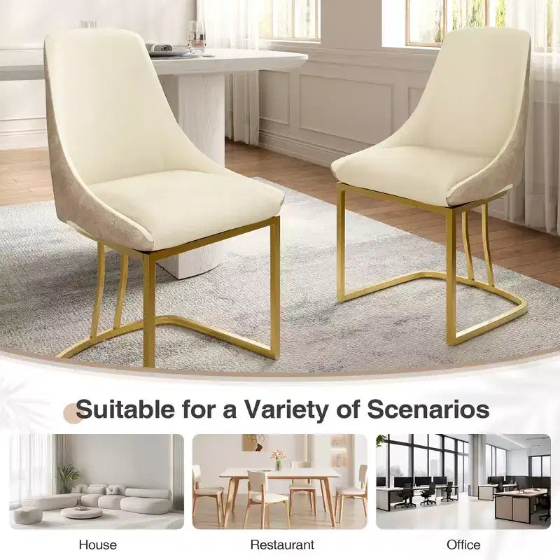 Chaise de salle à manger moderne à dossier haut avec pieds en métal, lot de 2