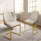Chaise de salle à manger moderne à dossier haut avec pieds en métal, lot de 2