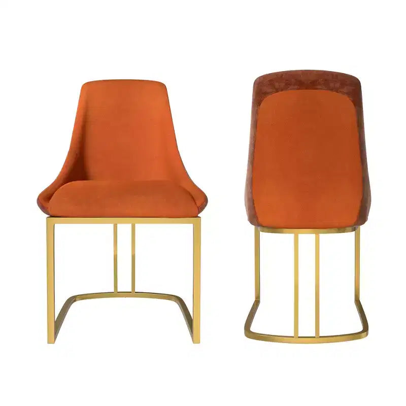 Chaise de salle à manger moderne à dossier haut avec pieds en métal, lot de 2