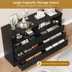 Commode à 6 tiroirs, commode de rangement moderne en bois avec lumières LED pour chambre à coucher, salon, dressing et entrée