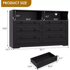 Commode à 6 tiroirs, commode de rangement moderne en bois avec lumières LED pour chambre à coucher, salon, dressing et entrée
