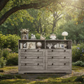 Dresser with 6 Drawers, Modern Wooden Chest of Drawers Storage with LED Lights for Bedroom, Living Room, Closet and Entryway
