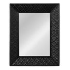 Miroir mural rectangulaire en rotin tressé à la main
