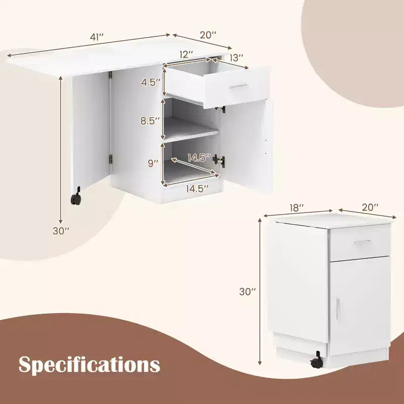 Bureau informatique pliant avec tiroir, placard et étagère réglable à roulettes pour salon, Noir/Blanc