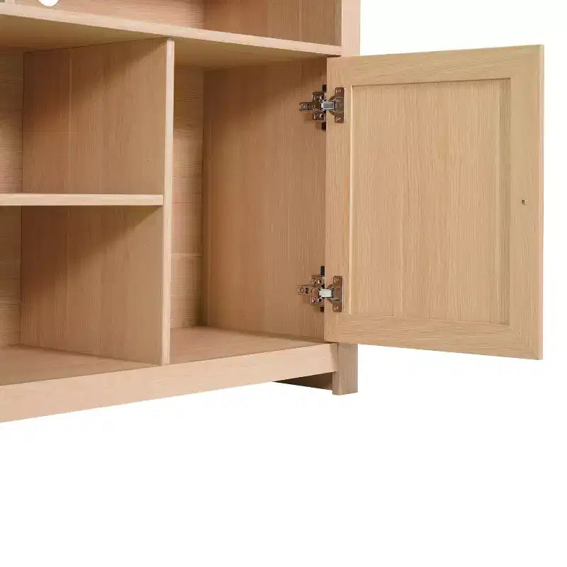 Buffet à quatre portes de style Mid-Century Modern, meuble TV avec étagères, convient aux téléviseurs jusqu'à 65 pouces