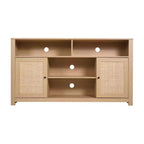 Buffet à quatre portes de style Mid-Century Modern, meuble TV avec étagères, convient aux téléviseurs jusqu'à 65 pouces