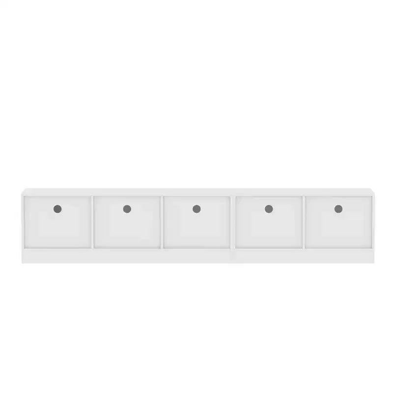 Meuble TV design minimaliste blanc, console multimédia : Lignes épurées, multi-compartiments et construction robuste.