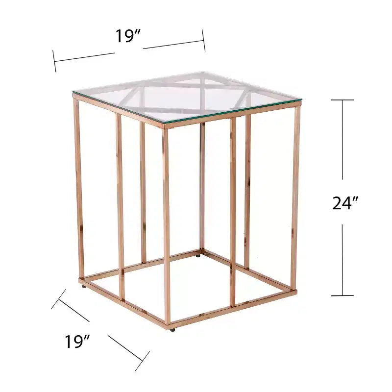 Table d'appoint contemporaine Nicholance avec plateau en verre - Champagne