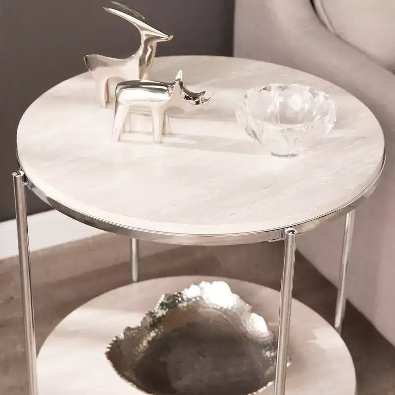 Table d'appoint ronde en fausse pierre Silas - Anthracite