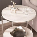 Table d'appoint ronde en fausse pierre Silas - Anthracite