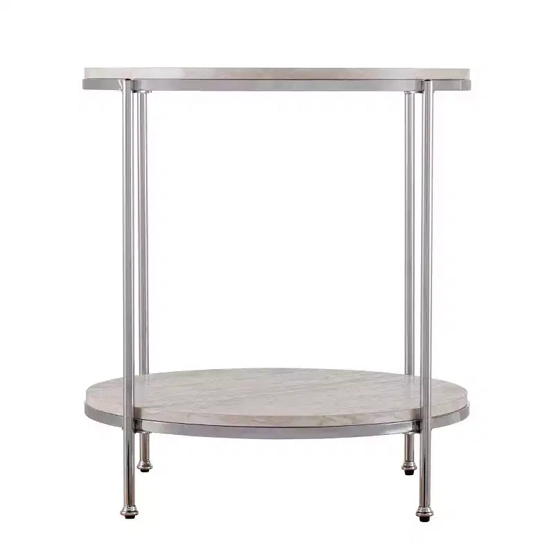 Table d'appoint ronde en fausse pierre Silas - Anthracite