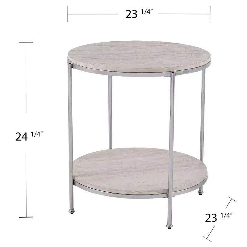 Table d'appoint ronde en fausse pierre Silas - Anthracite