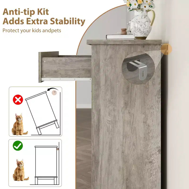 Commode de rangement à 5 tiroirs pour chambre à coucher, commode haute de 105 cm avec rangements indépendants, commode de rangement en bois pour salon, chambre à coucher
