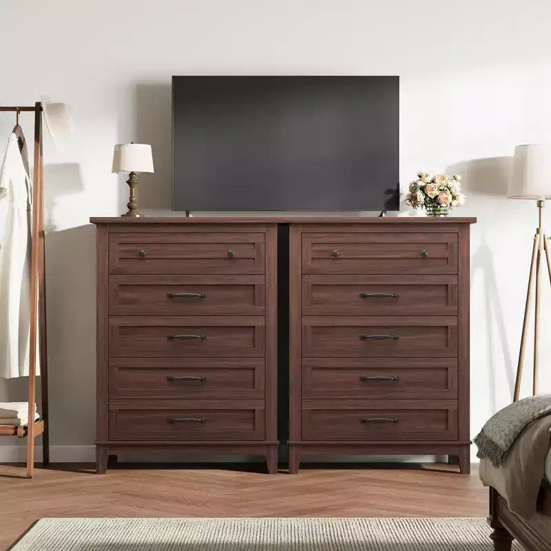 Commode de rangement à 5 tiroirs pour chambre à coucher, commode haute de 105 cm avec rangements indépendants, commode de rangement en bois pour salon, chambre à coucher