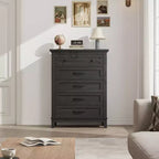 Commode de rangement à 5 tiroirs pour chambre à coucher, commode haute de 105 cm avec rangements indépendants, commode de rangement en bois pour salon, chambre à coucher