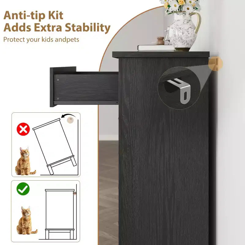 Commode de rangement à 5 tiroirs pour chambre à coucher, commode haute de 105 cm avec rangements indépendants, commode de rangement en bois pour salon, chambre à coucher