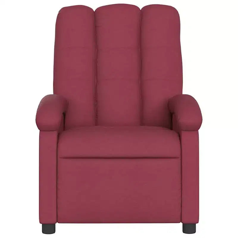 Fauteuil inclinable massant en tissu bordeaux - Inclinaison manuelle, Vibration, Confort rembourré, Poche latérale, Cadre durable